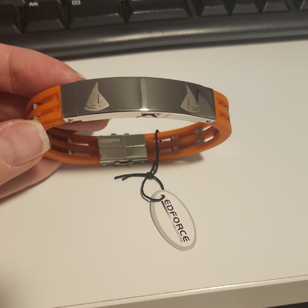 Edforce Orange Bracelet with Silver Accents